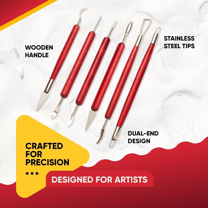 6PCS Sculpting Pottery Clay To - Wood Chisel Set ulasan dan harga